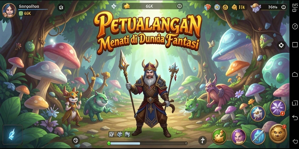 Tampilan menarik dari gameplay 66K dalam dunia petualangan.