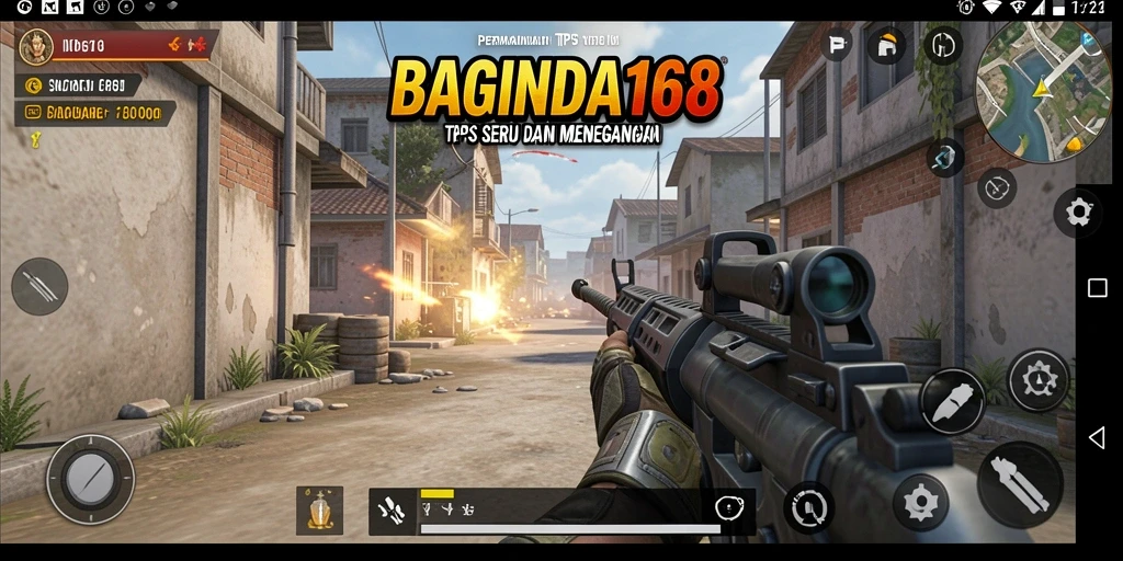 Screenshot utama BAGINDA168 menampilkan aksi seru dalam permainan TPS.