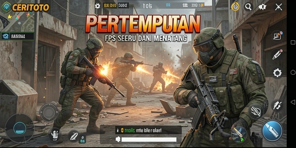 Screenshot CERITOTO menampilkan aksi tembak-menembak yang intens.