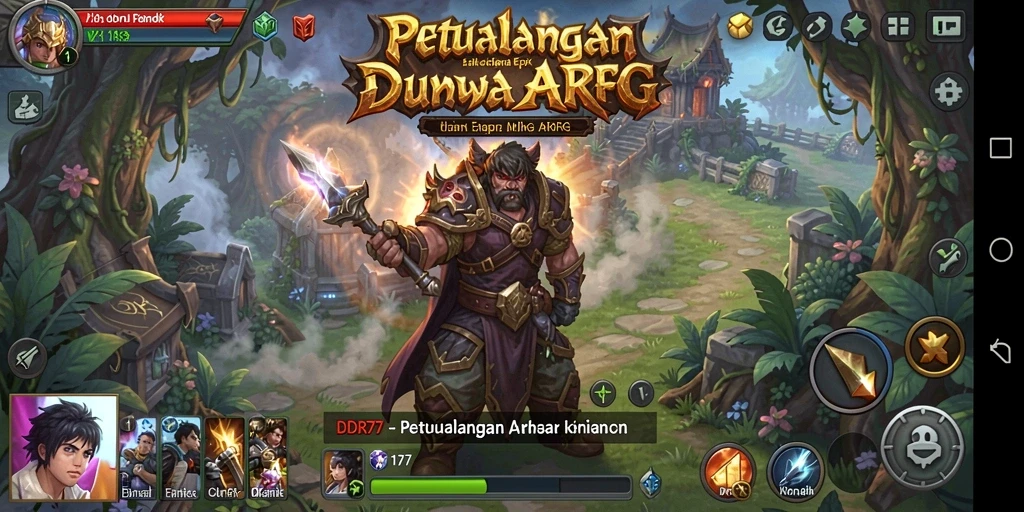 Screenshot menunjukkan aksi seru dalam permainan ARPG IDR77.
