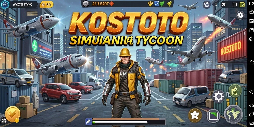 Screenshot utama KOSTOTO menampilkan gameplay strategis tycoon yang mendebarkan.