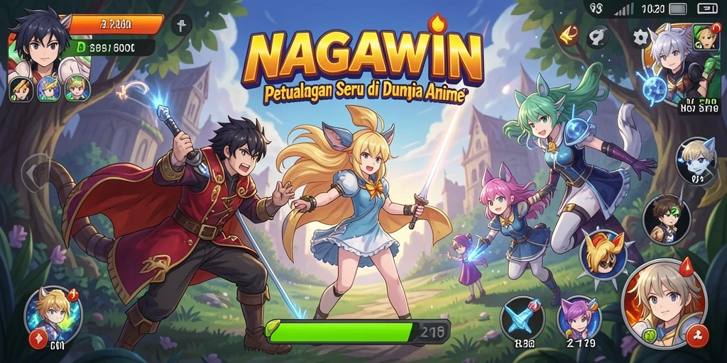 Tampilan menarik dari gameplay NAGAWIN di dunia anime.