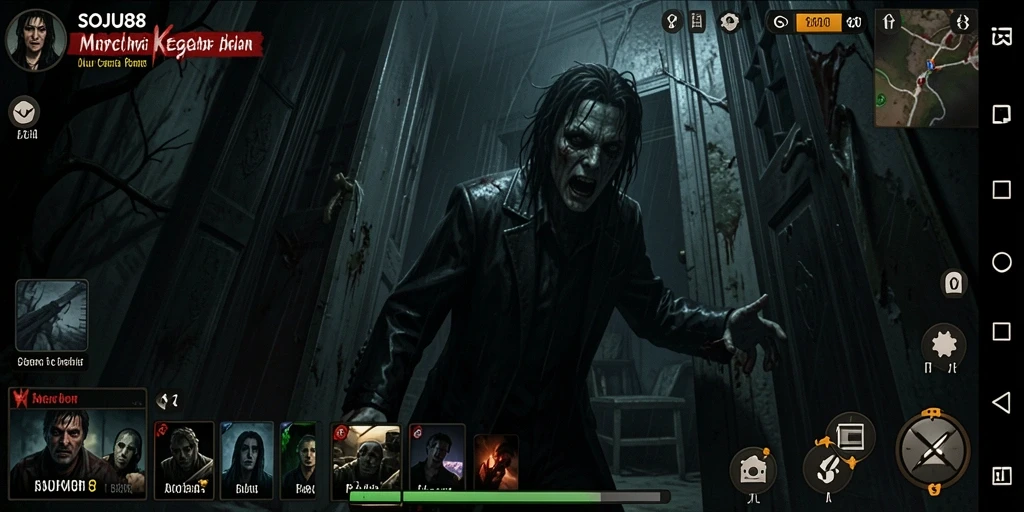 Tampilan gameplay menakutkan dari SOJU88 saat menjelajahi tempat angker.