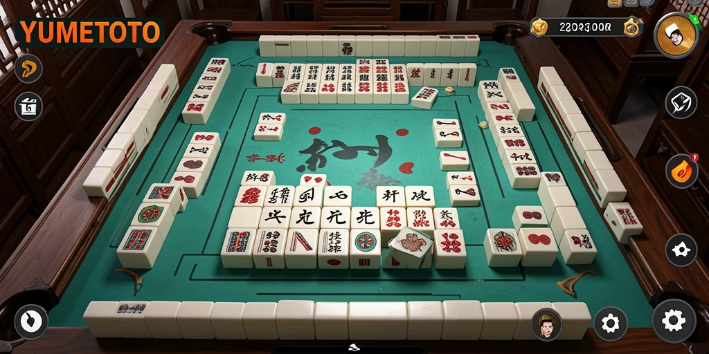Tangkapan layar gameplay YUMETOTO yang menunjukkan aksi Mahjong yang seru.